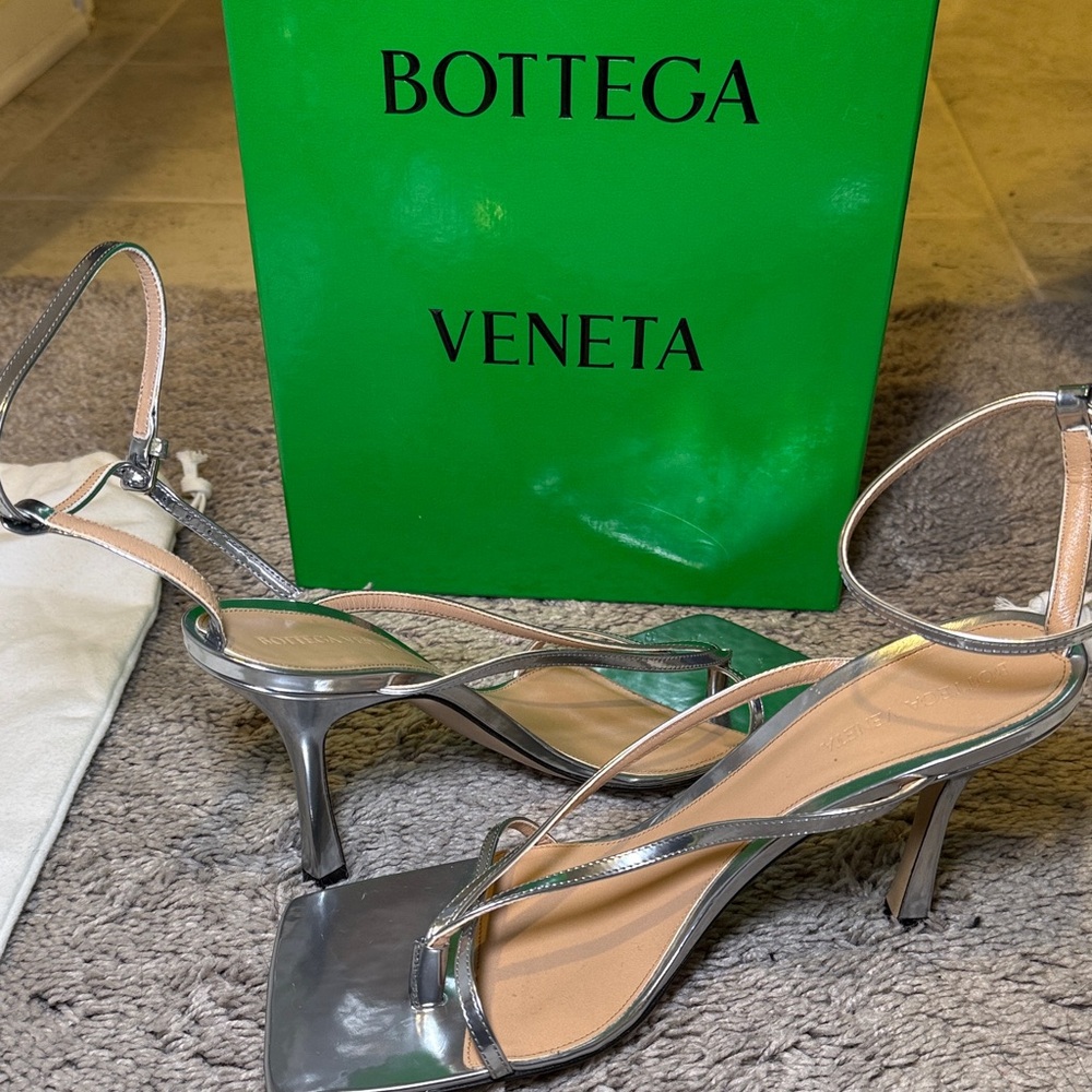 Bottega Veneta Metallic Silver Heels